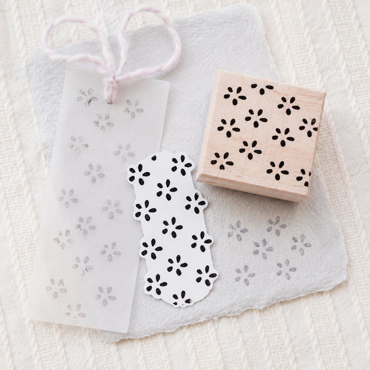 Apple Flower Frame Wooden Rubber Stamp