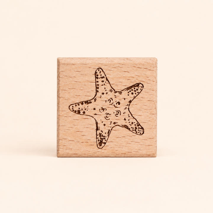 Beaded Starfish Wooden Rubber Stamp