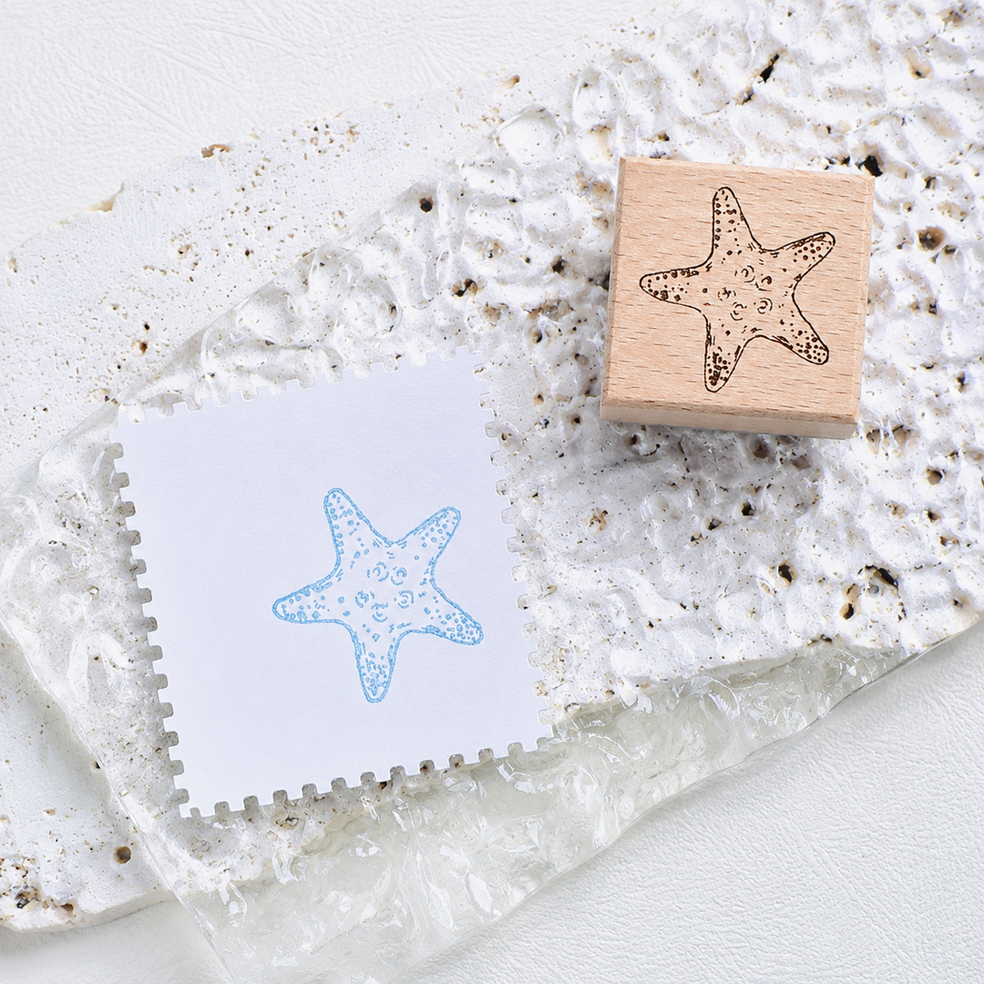 Beaded Starfish Wooden Rubber Stamp