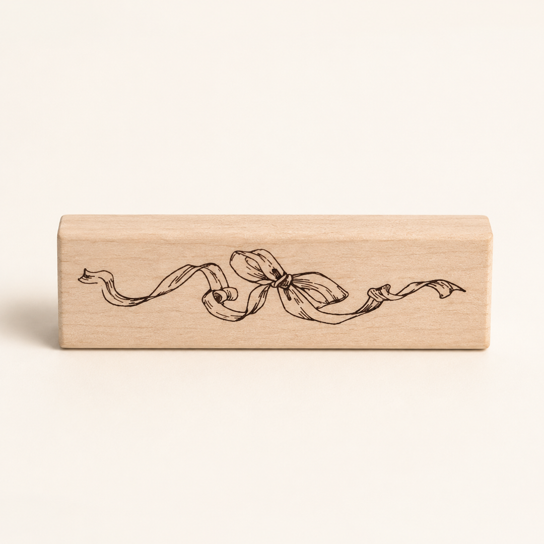 Bow Ribbon III Wooden Rubber Stamp