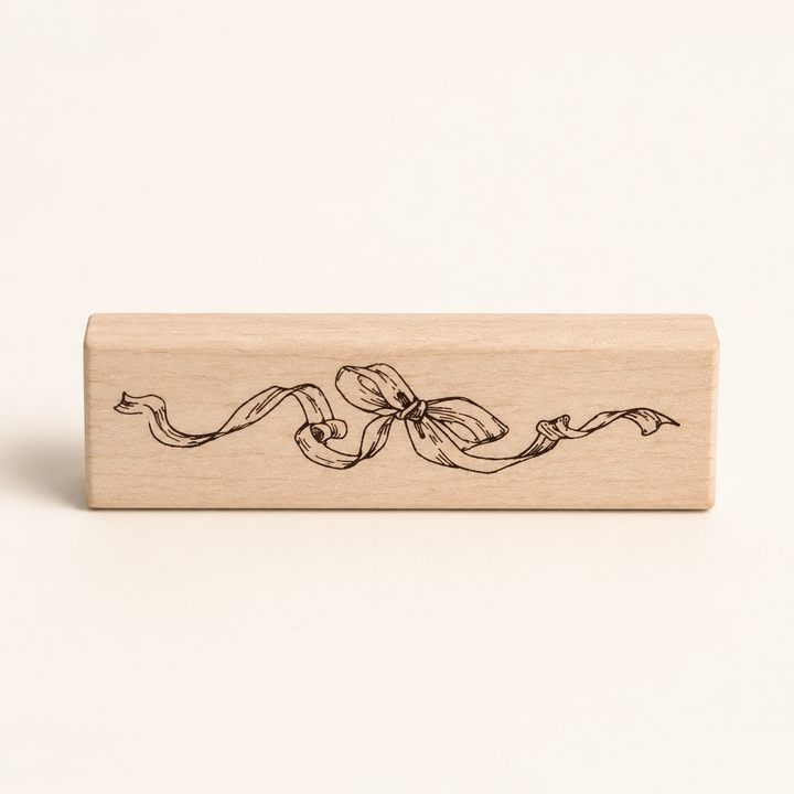 Bow Ribbon III Wooden Rubber Stamp