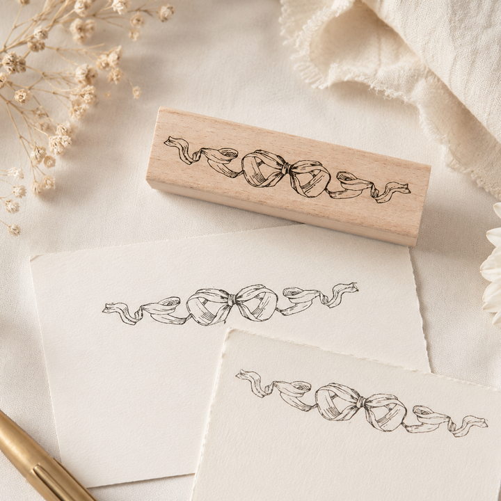 Bow Ribbon III Wooden Rubber Stamp