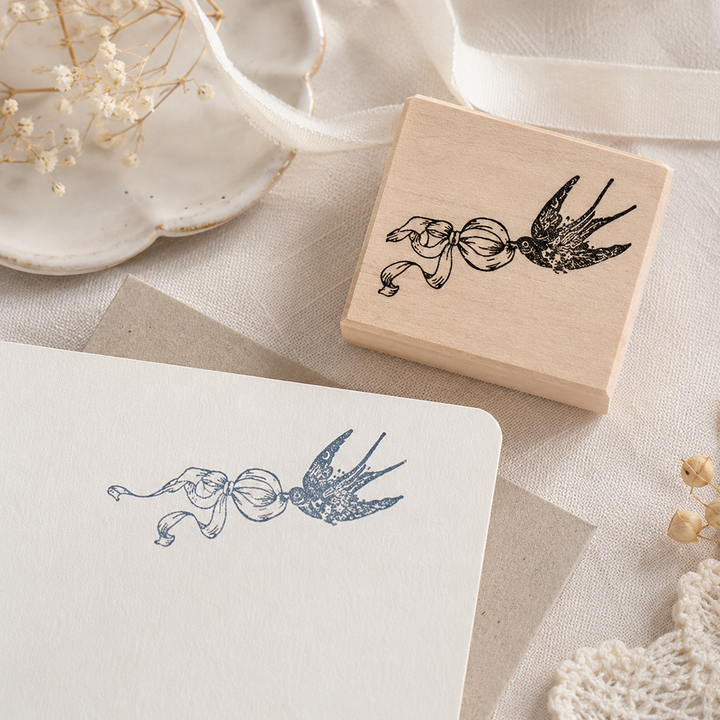 Bow Ribbon II Wooden Rubber Stamp
