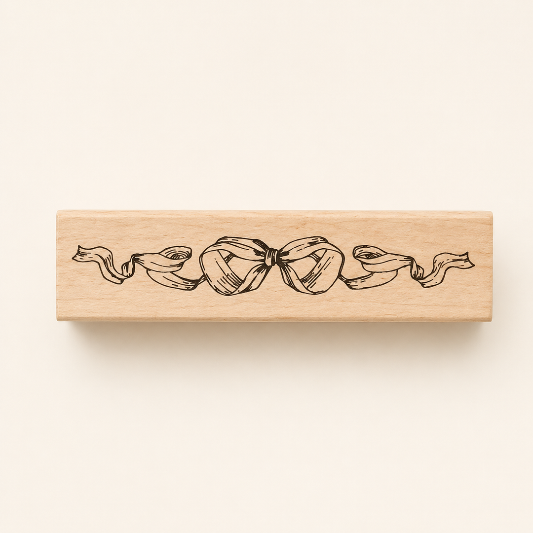 Bow Ribbon IV Wooden Rubber Stamp