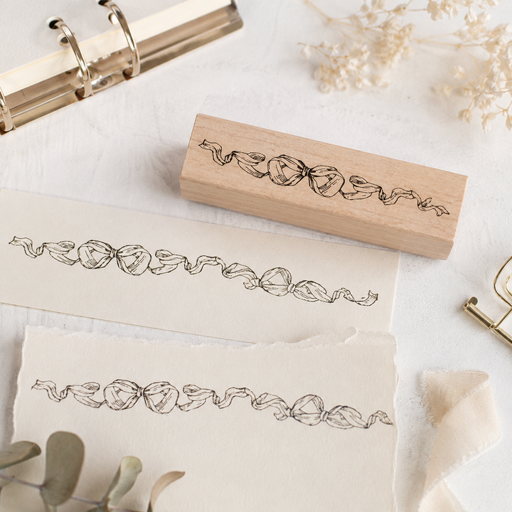 Bow Ribbon IV Wooden Rubber Stamp