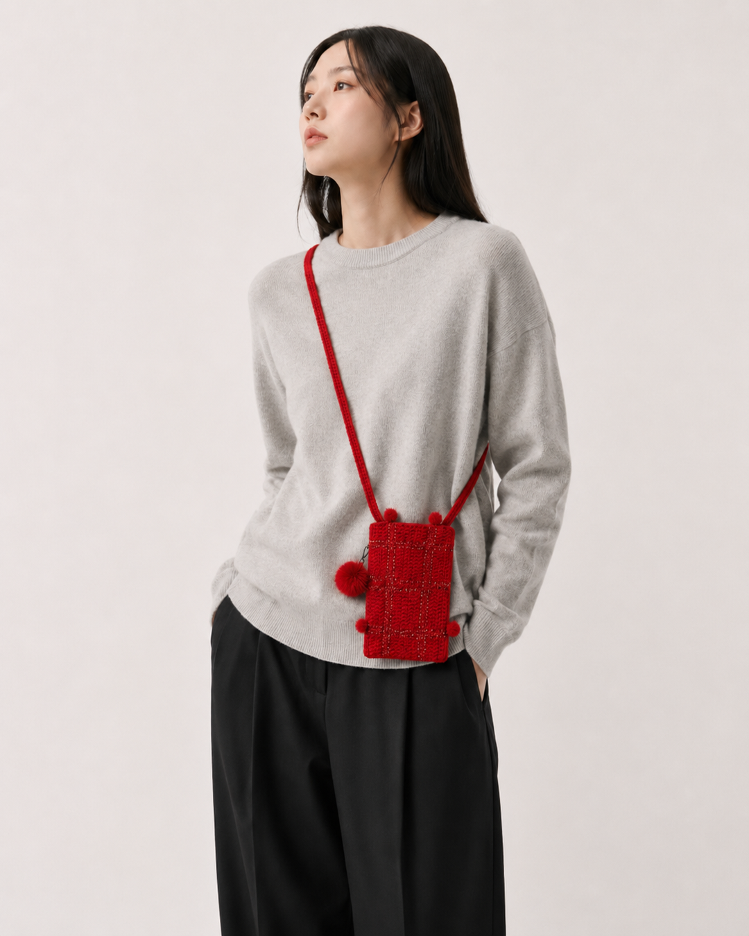 Bright Red Handmade Crochet Mini Crossbody Bag