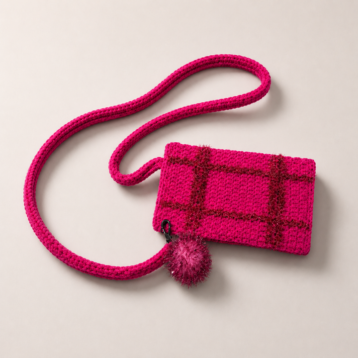 Rose Red Handmade Crochet Mini Crossbody Bag