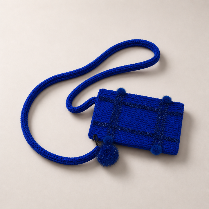 Royal Blue Handmade Crochet Mini Crossbody Bag