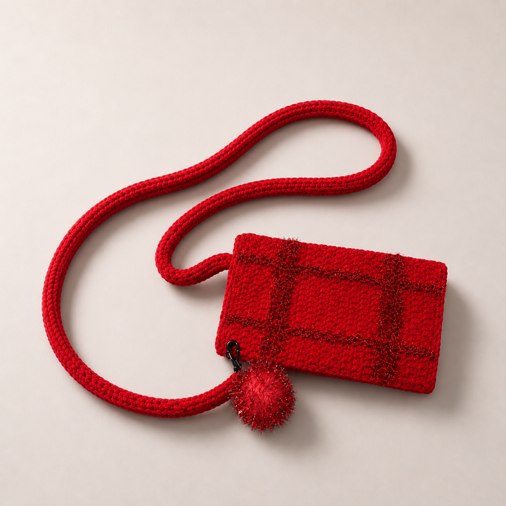 Bright Red Handmade Crochet Mini Crossbody Bag