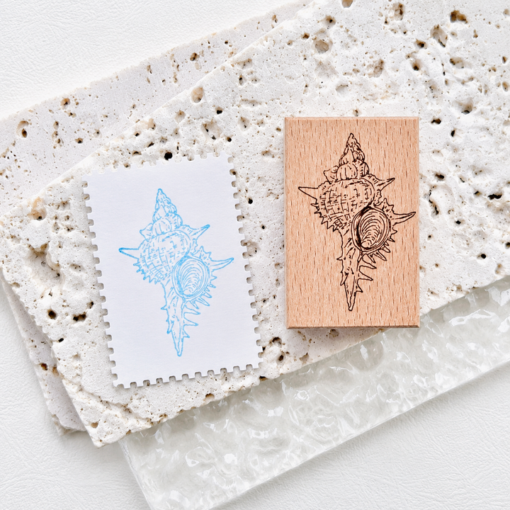 Left-Facing Murex Shell Wooden Rubber Stamp
