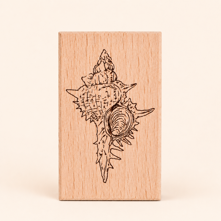 Left-Facing Murex Shell Wooden Rubber Stamp