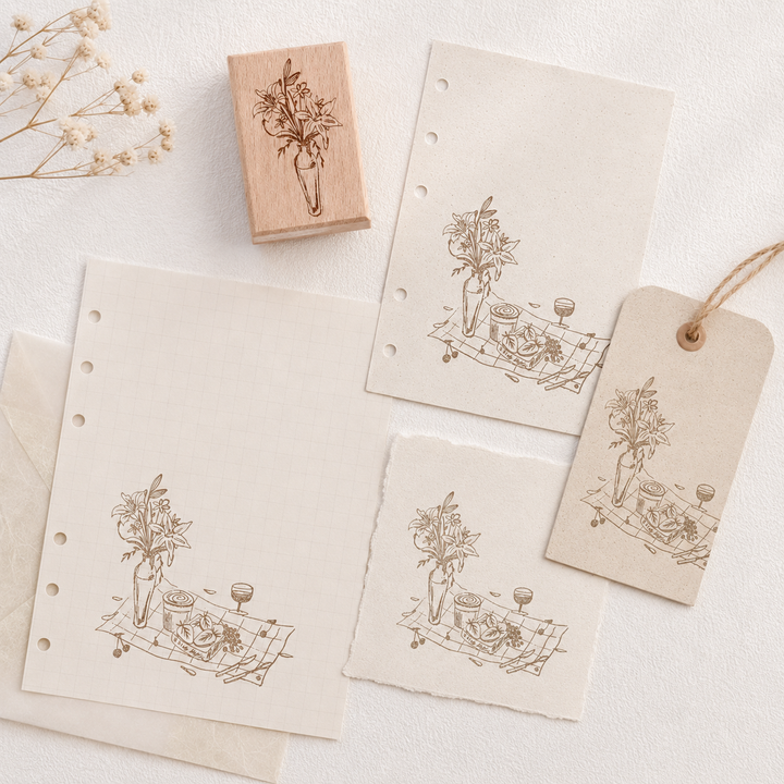 Lily Bouquet Wooden Rubber Stamp