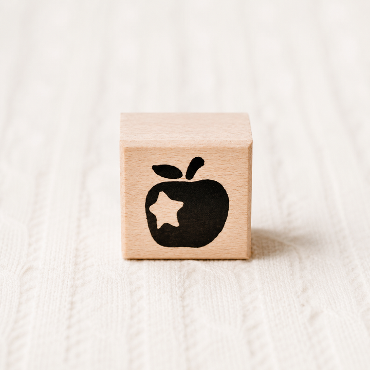 Little Apple Wooden Rubber Stamp