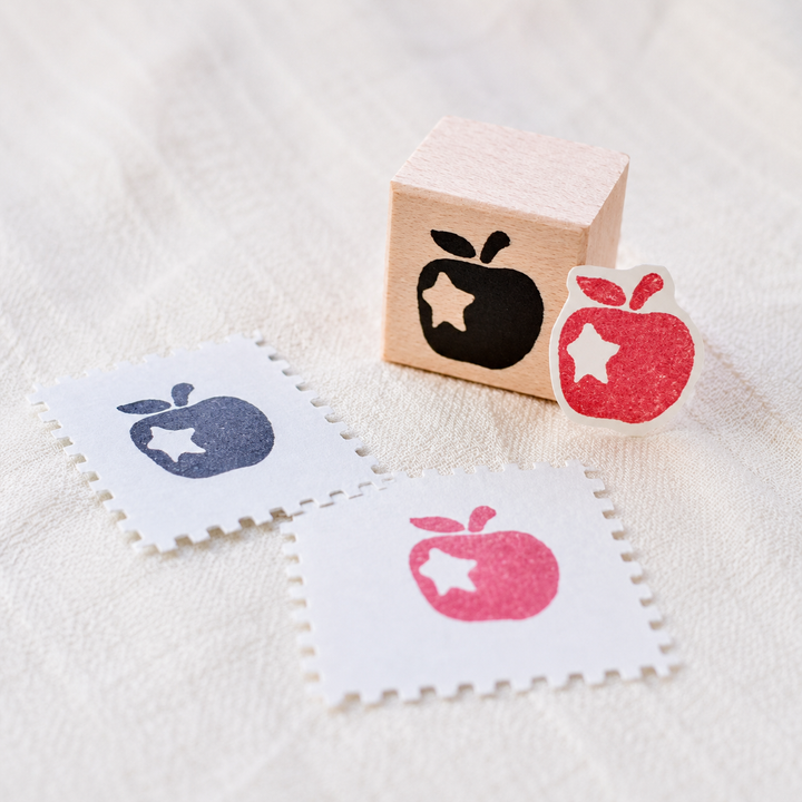 Little Apple Wooden Rubber Stamp