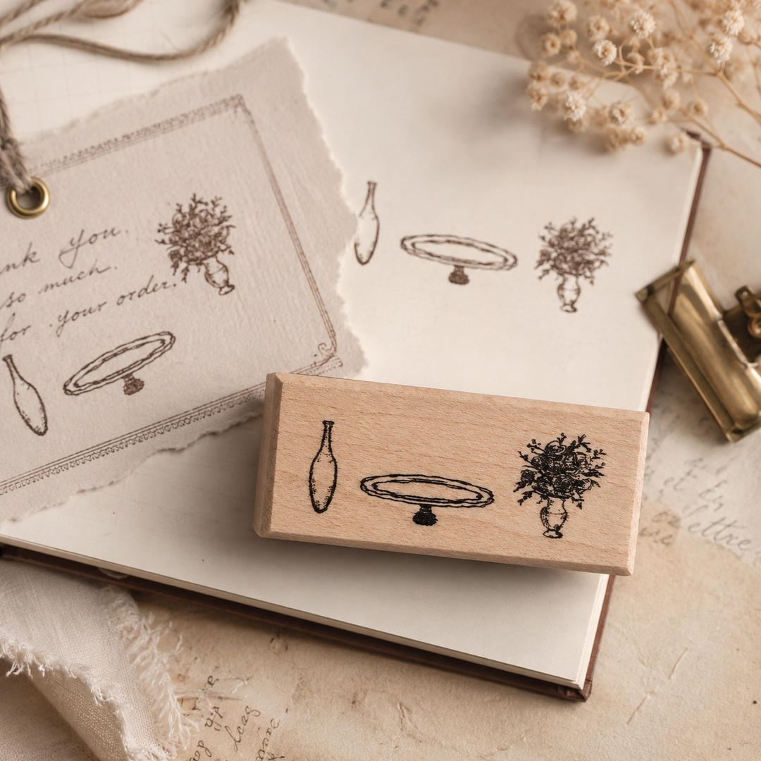 Mini Home Objects Set II Wooden Rubber Stamp