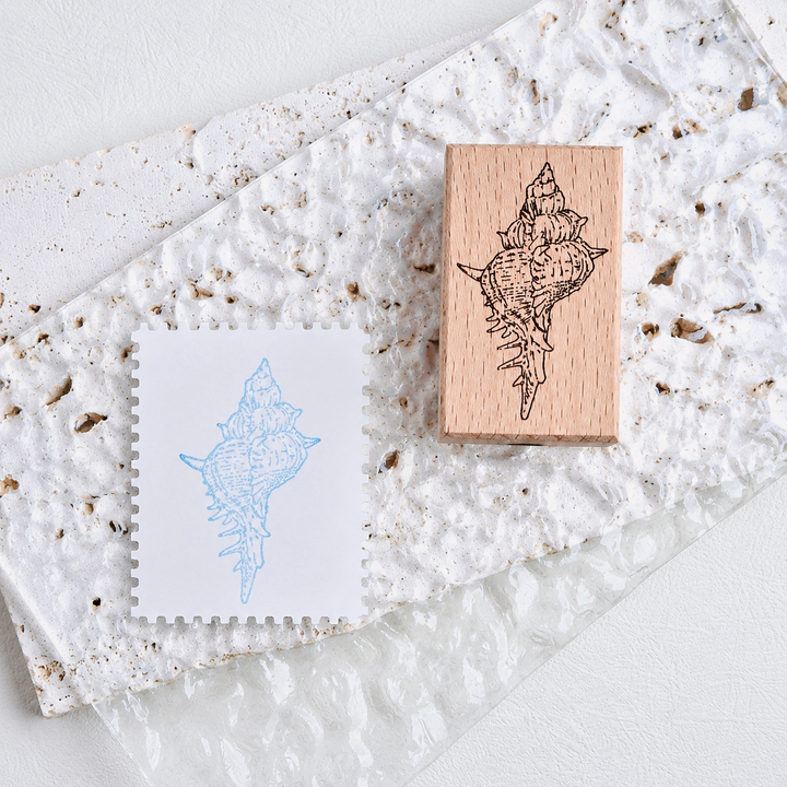 Right-Facing Murex Shell Wooden Rubber Stamp