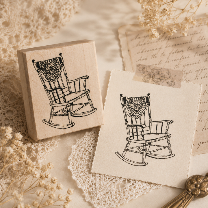 Rocking Chair Wooden Rubber Stamp