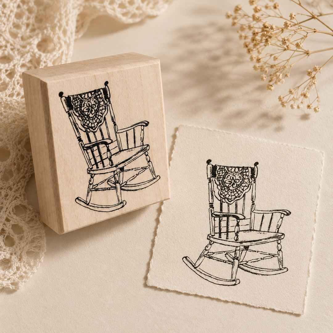 Rocking Chair Wooden Rubber Stamp