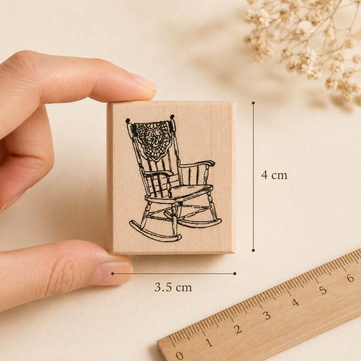 Rocking Chair Wooden Rubber Stamp