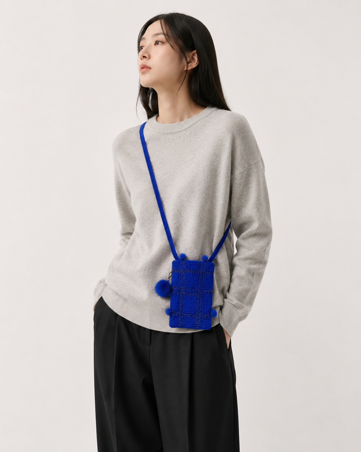 Royal Blue Handmade Crochet Mini Crossbody Bag