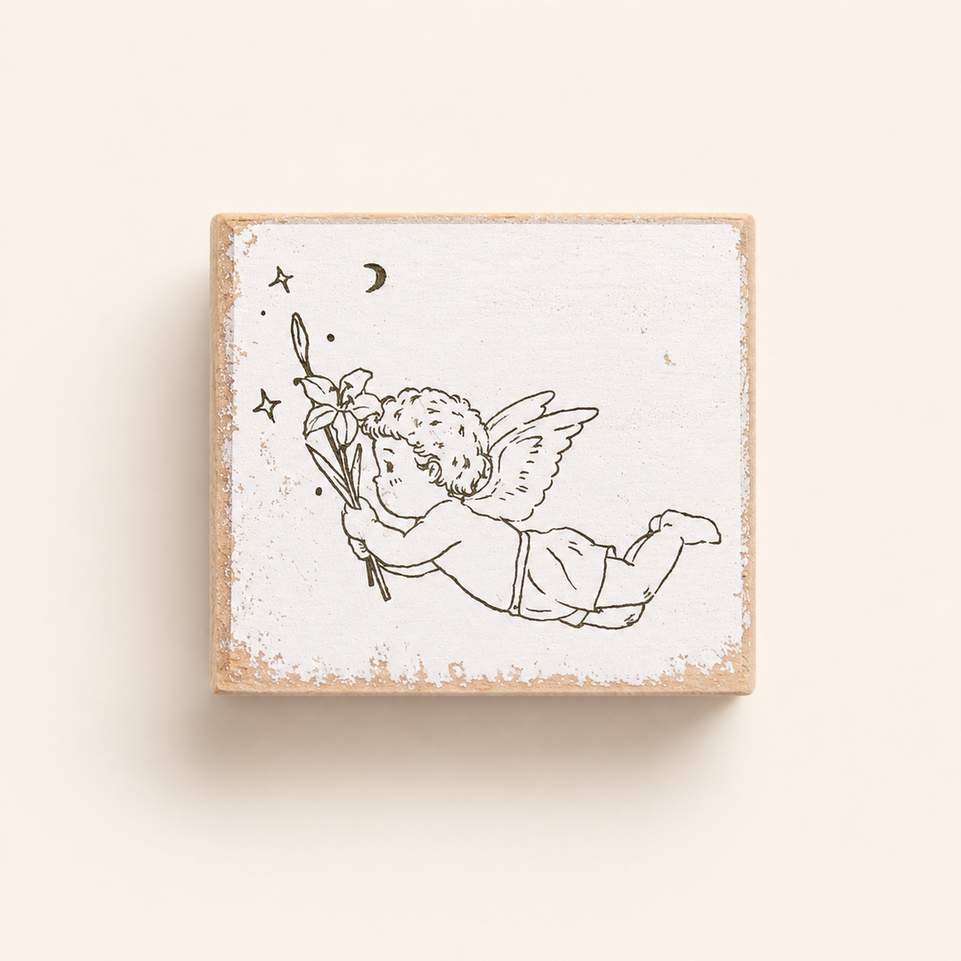 Single Little Angel Wooden Rubber Stamp