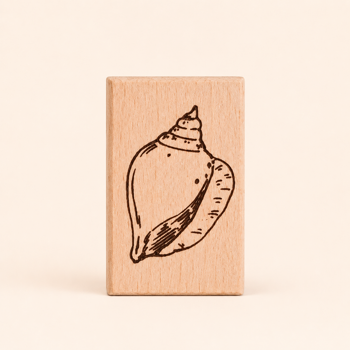 Spiral Shell Wooden Rubber Stamp