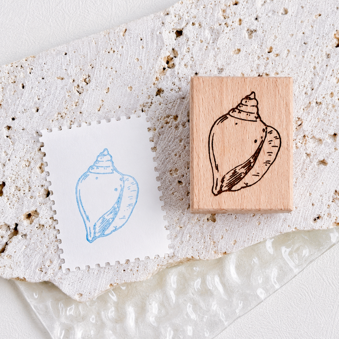 Spiral Shell Wooden Rubber Stamp