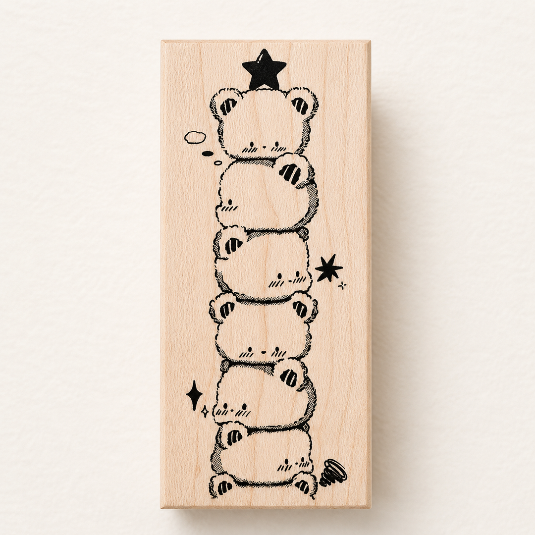 Stacked Bears Wooden Rubber Stamp