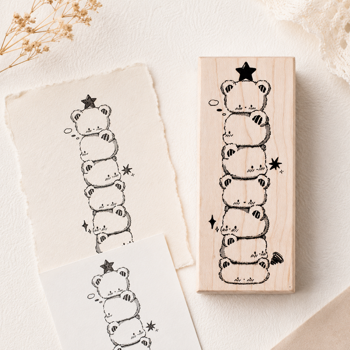Stacked Bears Wooden Rubber Stamp