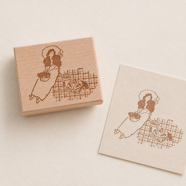 Strawberry Sandwich Wooden Rubber Stamp