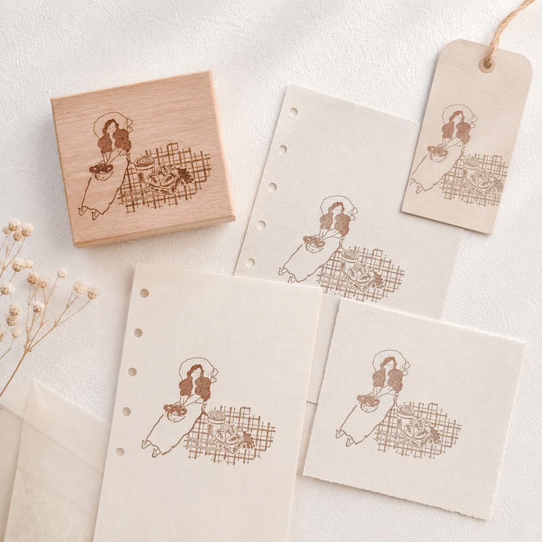 Strawberry Sandwich Wooden Rubber Stamp