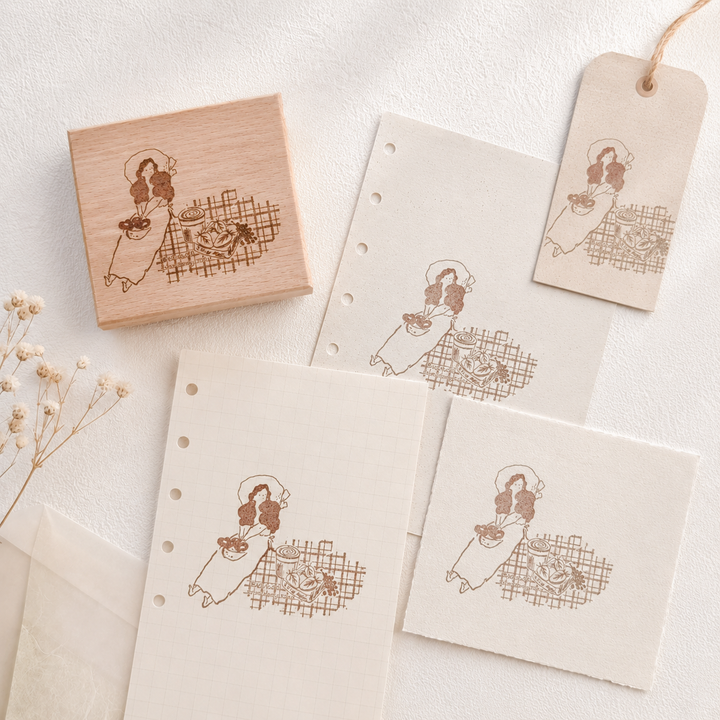 Strawberry Sandwich Wooden Rubber Stamp