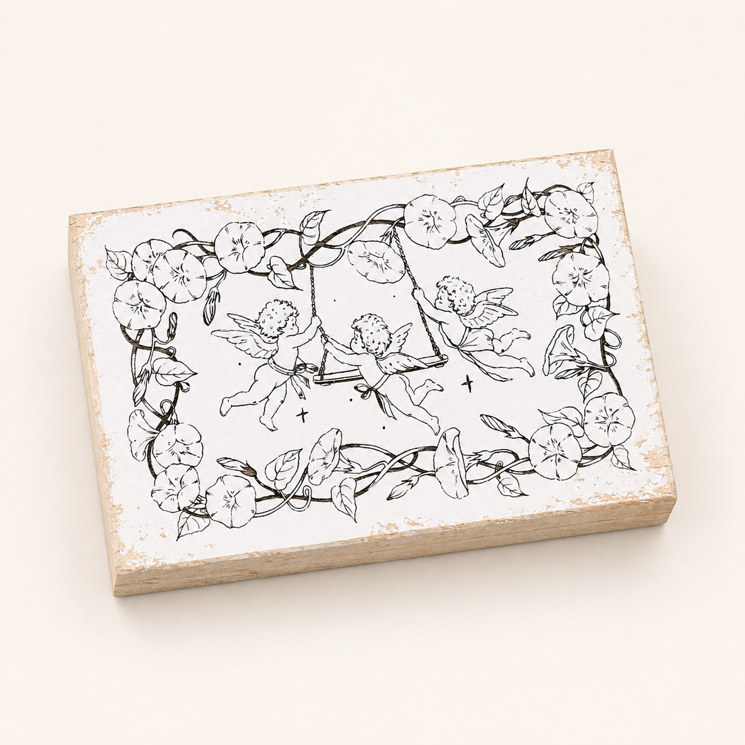 Swing Angel Wooden Rubber Stamp