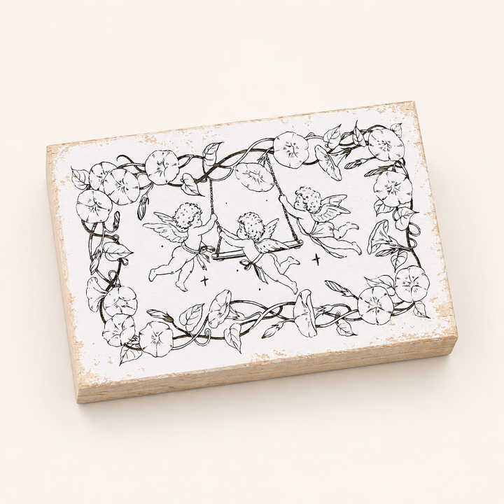 Swing Angel Wooden Rubber Stamp