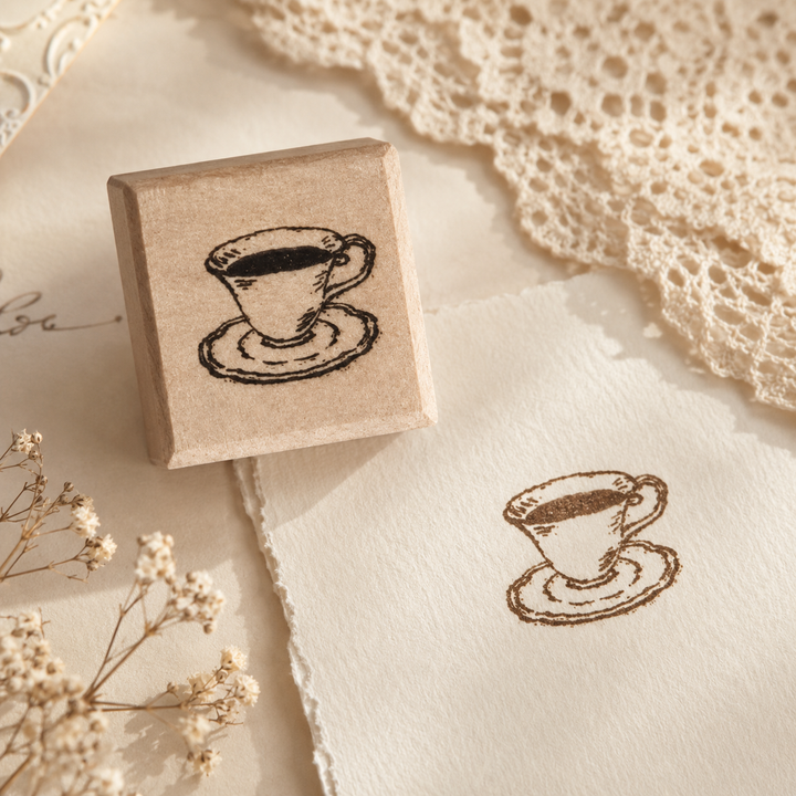 Teacup Wooden Rubber Stamp