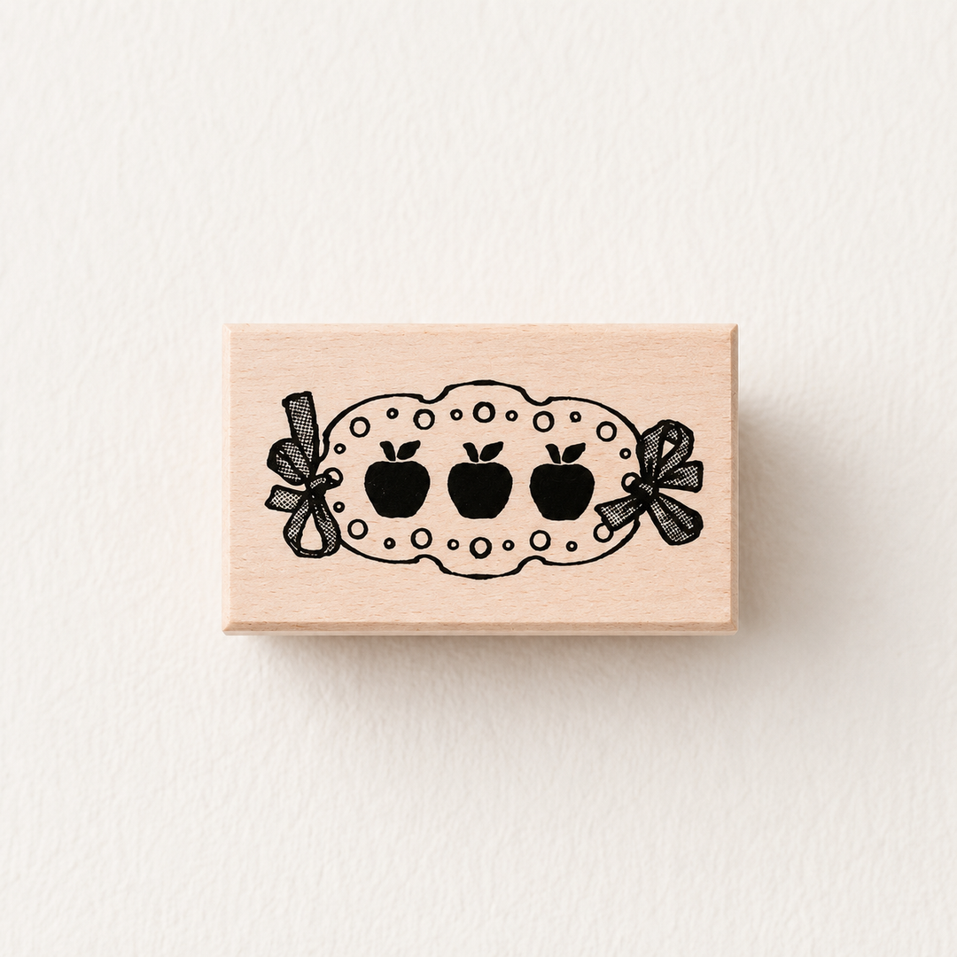 Three Apples Wooden Rubber Stamp