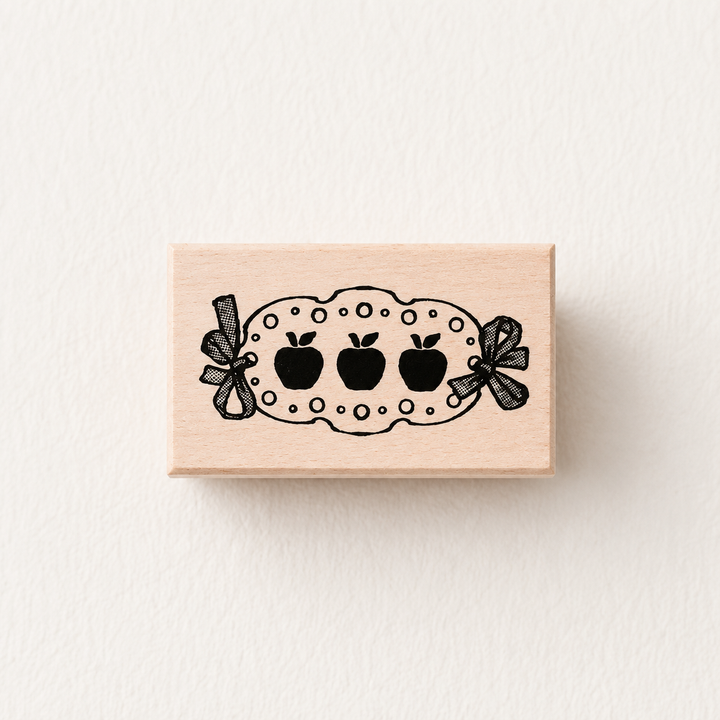 Three Apples Wooden Rubber Stamp