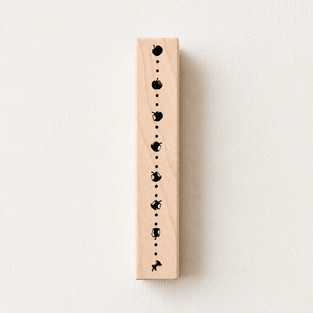 Vertical Apple Timeline Wooden Rubber Stamp