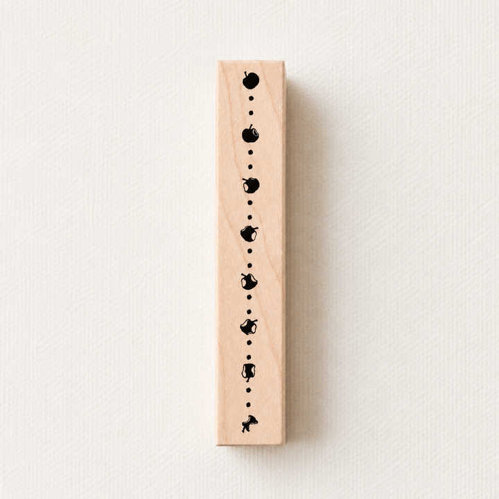Vertical Apple Timeline Wooden Rubber Stamp