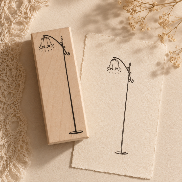 Vintage Floor Lamp Wooden Rubber Stamp