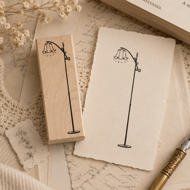 Vintage Floor Lamp Wooden Rubber Stamp